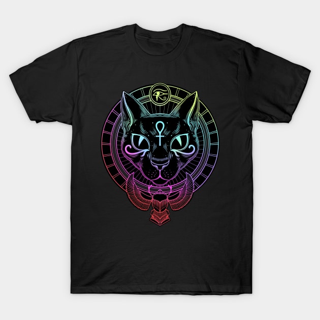 Bastet. Egyptian cat goddess T-Shirt by OccultOmaStore